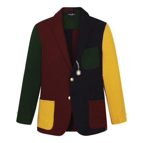 Rowing Blazers Jacket Mens 36S Ventless Colorblock Flannel 3 Roll 2 Gold Button